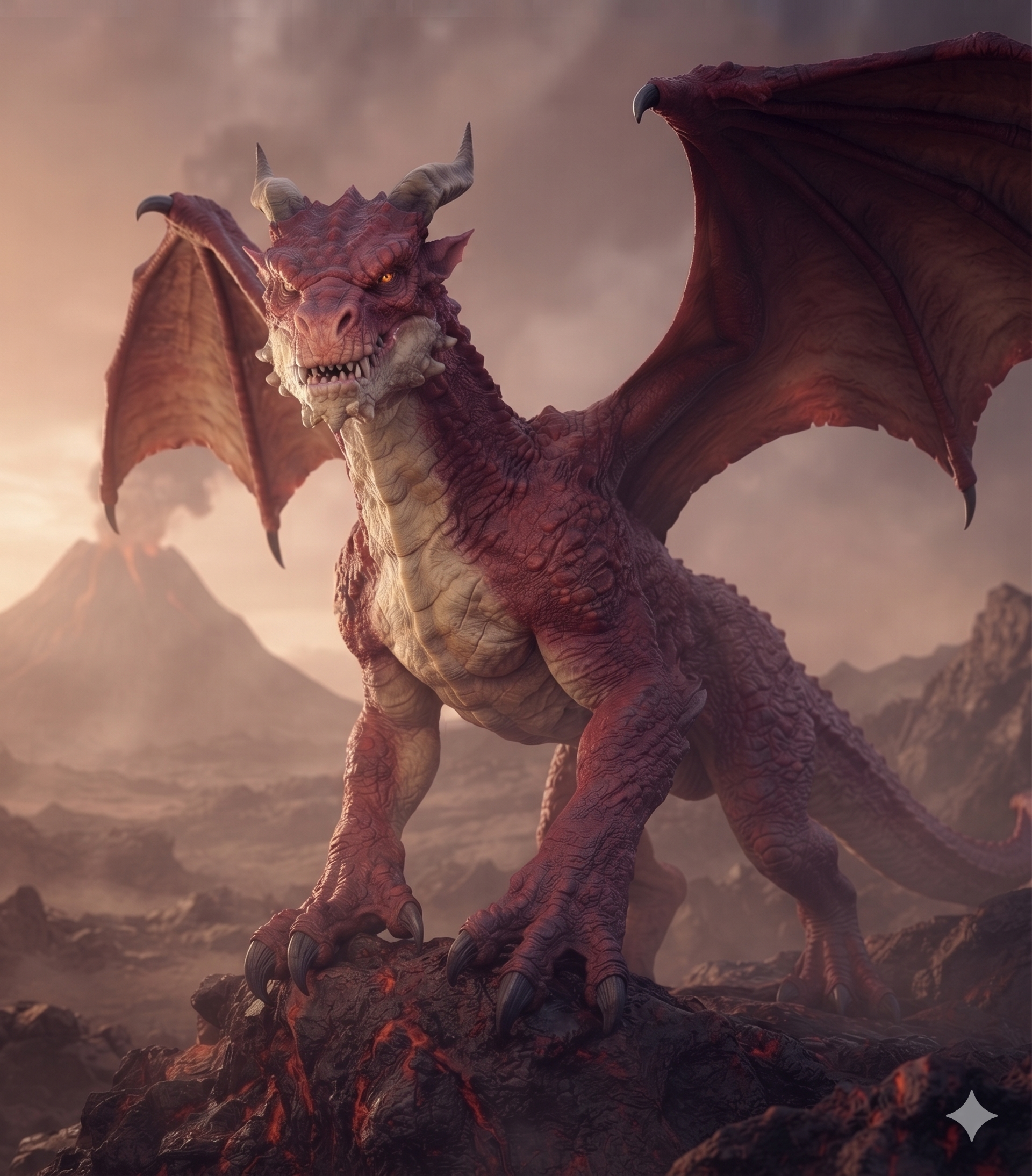 Dracarys, dragón rojo majestuoso